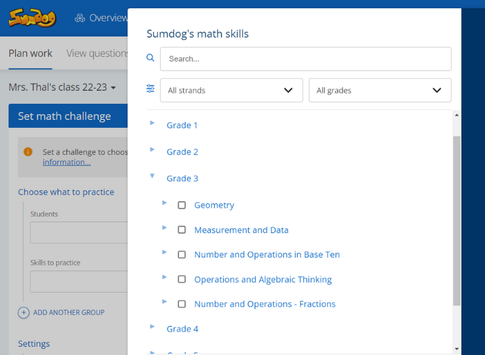 Sumdog's math curriculum