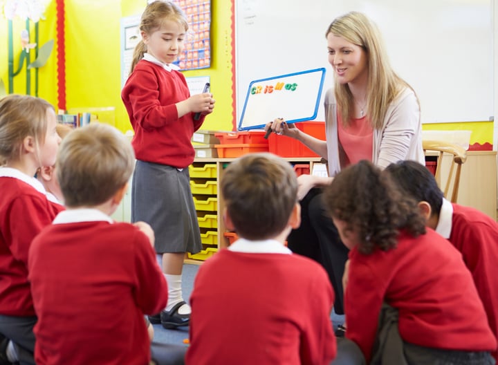 Image of children learning spelling in class